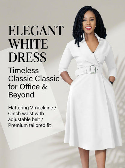 V Neck A Line Midi Dress