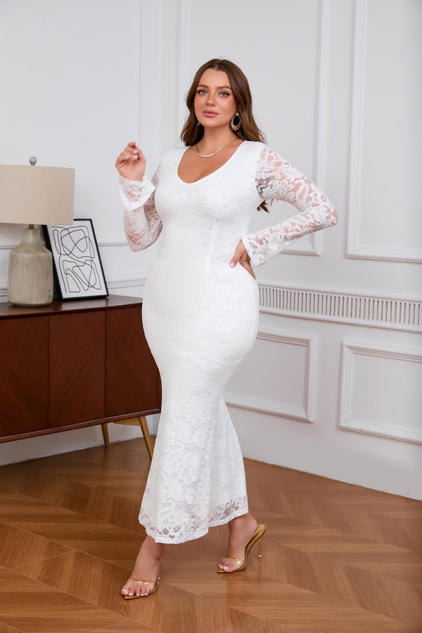 Floral Lace Flare Sleeve Dress