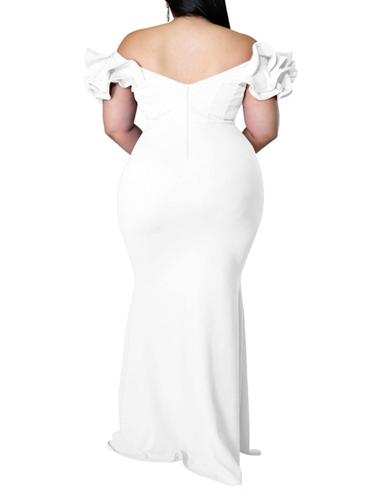 Maxi Dress  V-Neck Ruffle Sleeves Mermaid