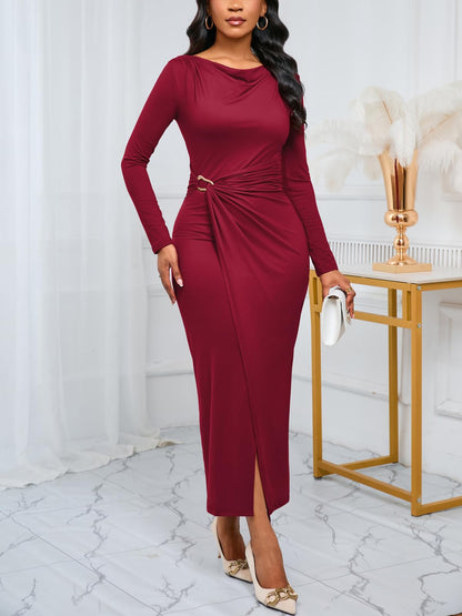 Cowl Neck Bodycon Maxi Dress