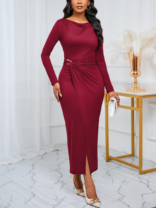Cowl Neck Bodycon Maxi Dress