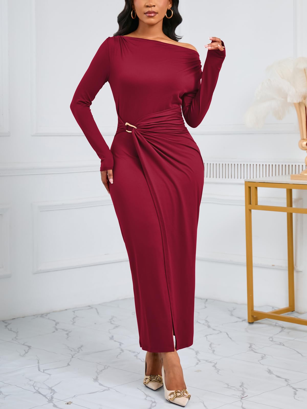 Cowl Neck Bodycon Maxi Dress