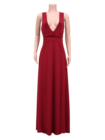 Plus Size Sleeveless V-Neck Split Maxi Dress