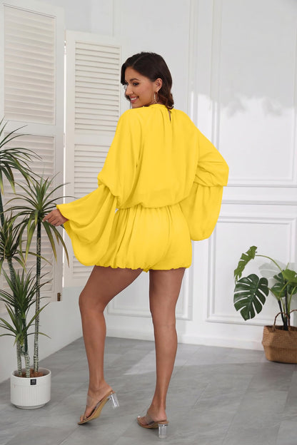 Chiffon Bell Sleeve Shorts Set