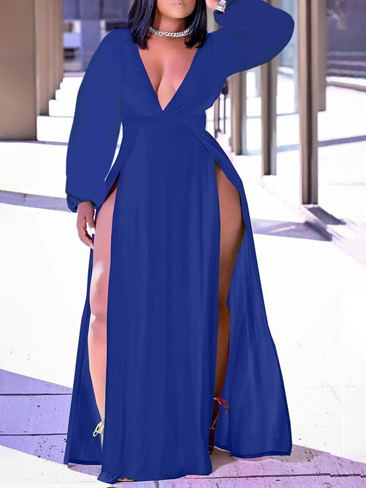 Plunge High Split Maxi Dress