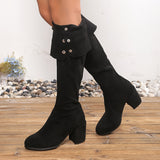 Lilac Buckle Over Knee Boots