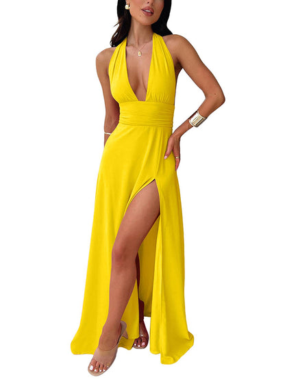 Vacay Halter Slit Maxi Dress