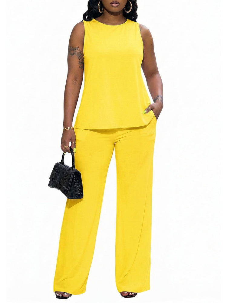 Cross-Back Top & Wide Pants Lounge Set
