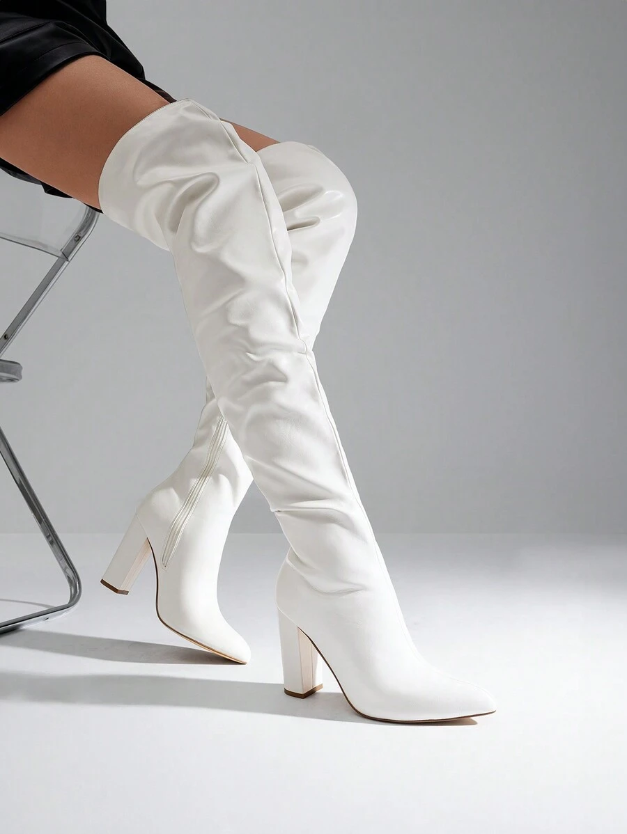 Rose Vogue Block Heel Overknee Boots