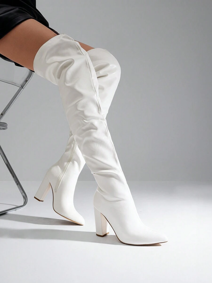Rose Vogue Block Heel Overknee Boots