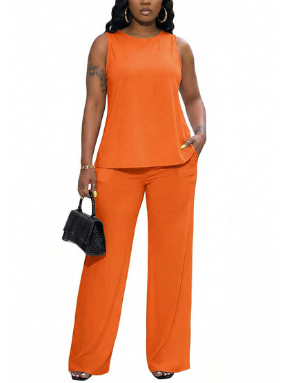 Cross-Back Top & Wide Pants Lounge Set