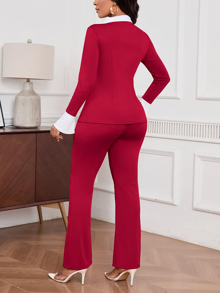 Contrast Shirt & Flare Leggings Set