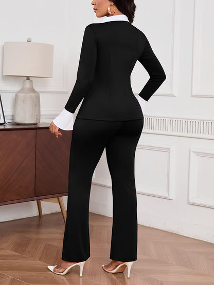 Contrast Shirt & Flare Leggings Set