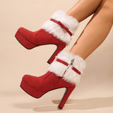 Waterlily Plush Bow Ankle Boots