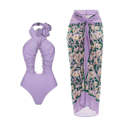 Maya Flower Criss-cross Two Piece Swimsuit