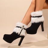 Waterlily Plush Bow Ankle Boots