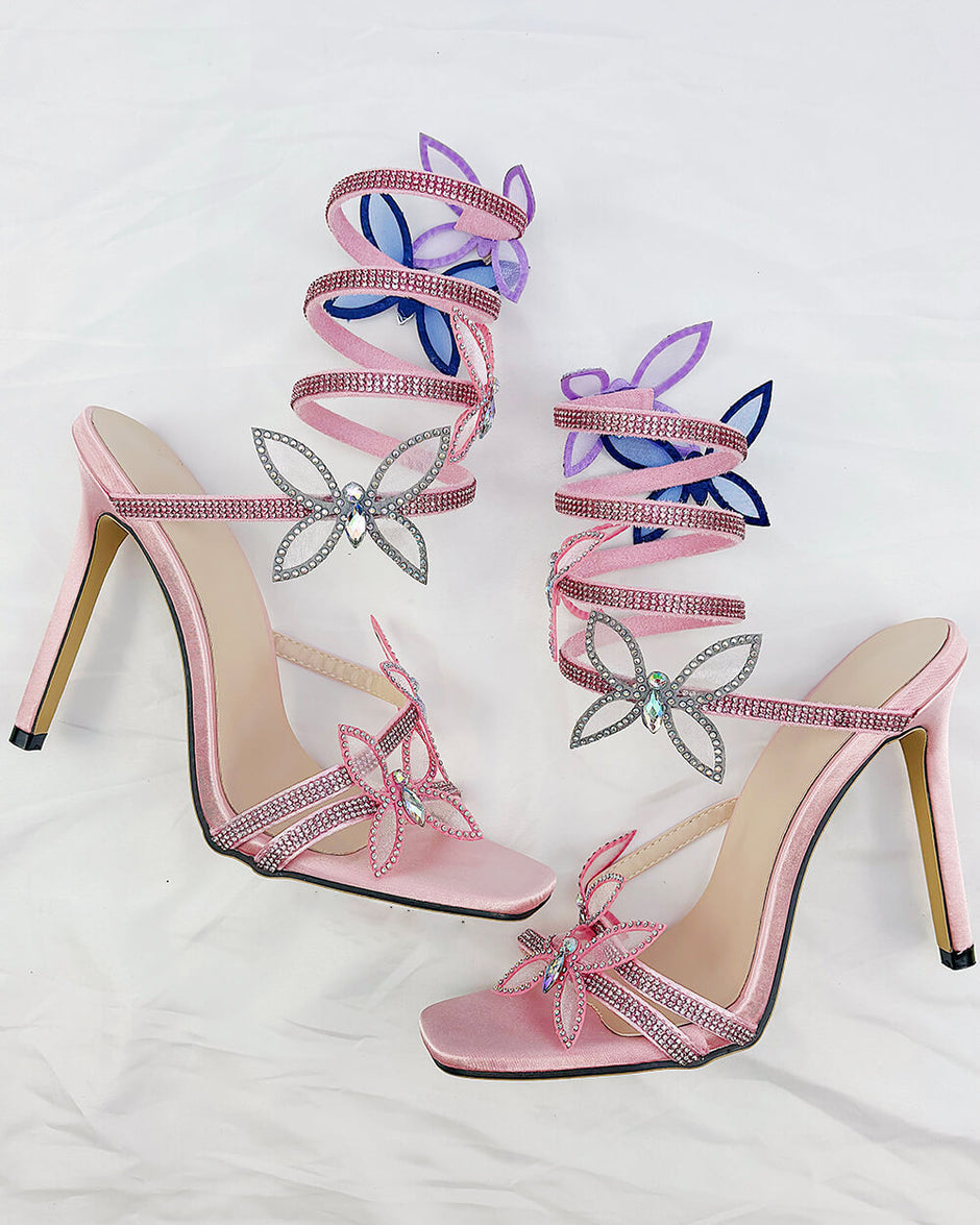 Melody Butterfly Rhinestone Strappy Sandals