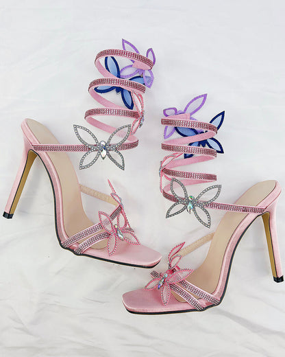 Melody Butterfly Rhinestone Strappy Sandals