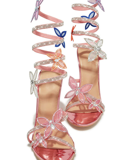 Melody Butterfly Rhinestone Strappy Sandals