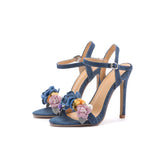 Hosta Flower Denim Sandals