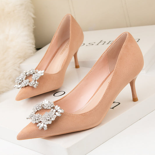 Nemesia Rhinestone Suede Pumps