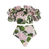 Bella Off Shoulder Floral Print Two Piece Swimsuit