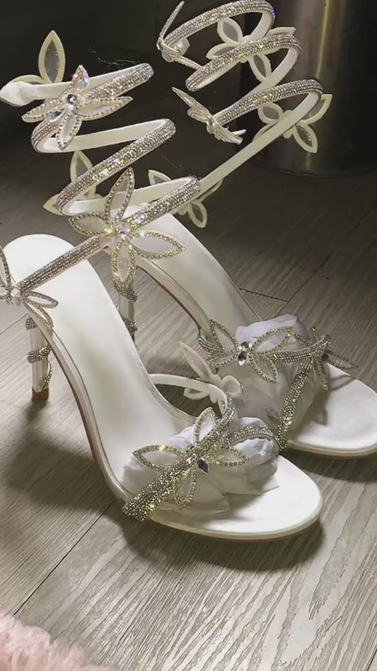 Dahlia Butterfly Rhinestone Sandals