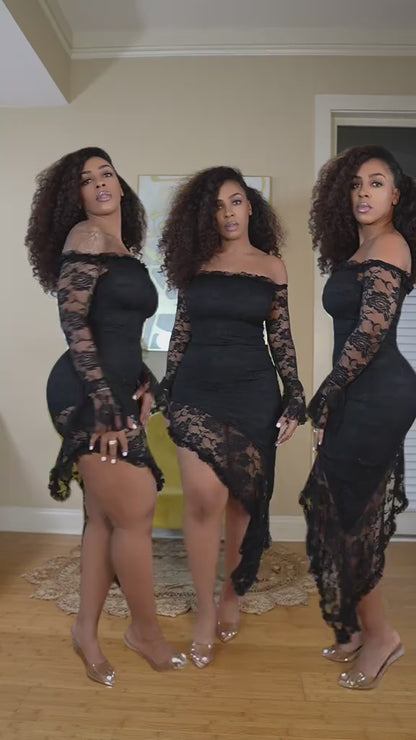 Robe mi-longue sexy à épaules dénudées Ekaliy pour femme