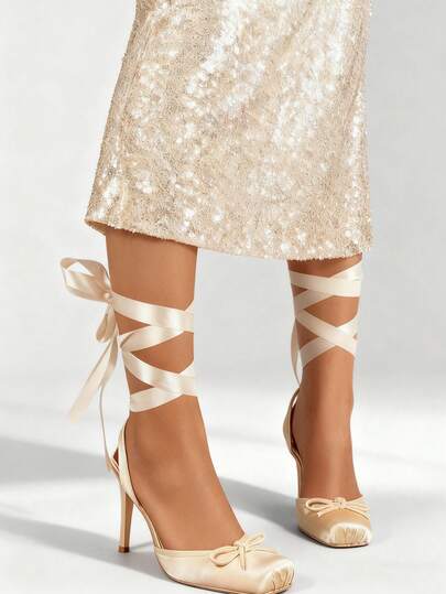 Galaxia Satin Ballet Lace-up Heels
