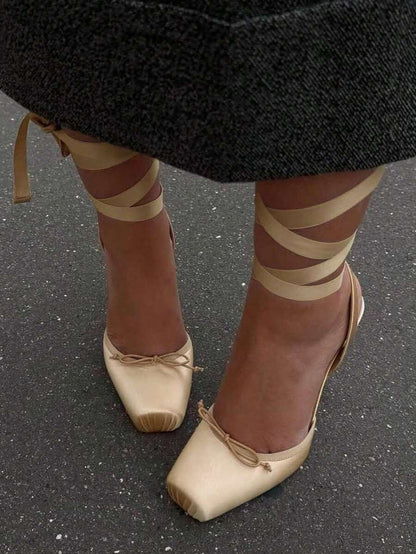 Galaxia Satin Ballet Lace-up Heels