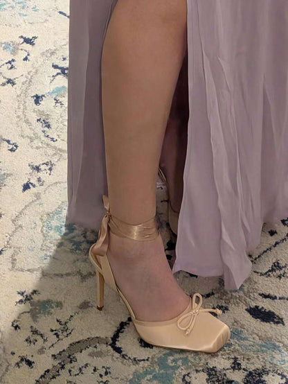 Galaxia Satin Ballet Lace-up Heels