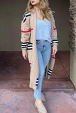 Contrast Striped Open Front Cardigan