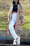 Contrast Striped Open Front Cardigan