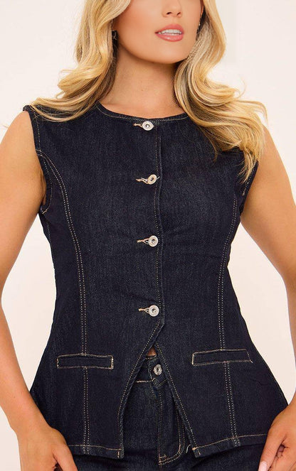 Ella Denim Blazer Shorts Sets