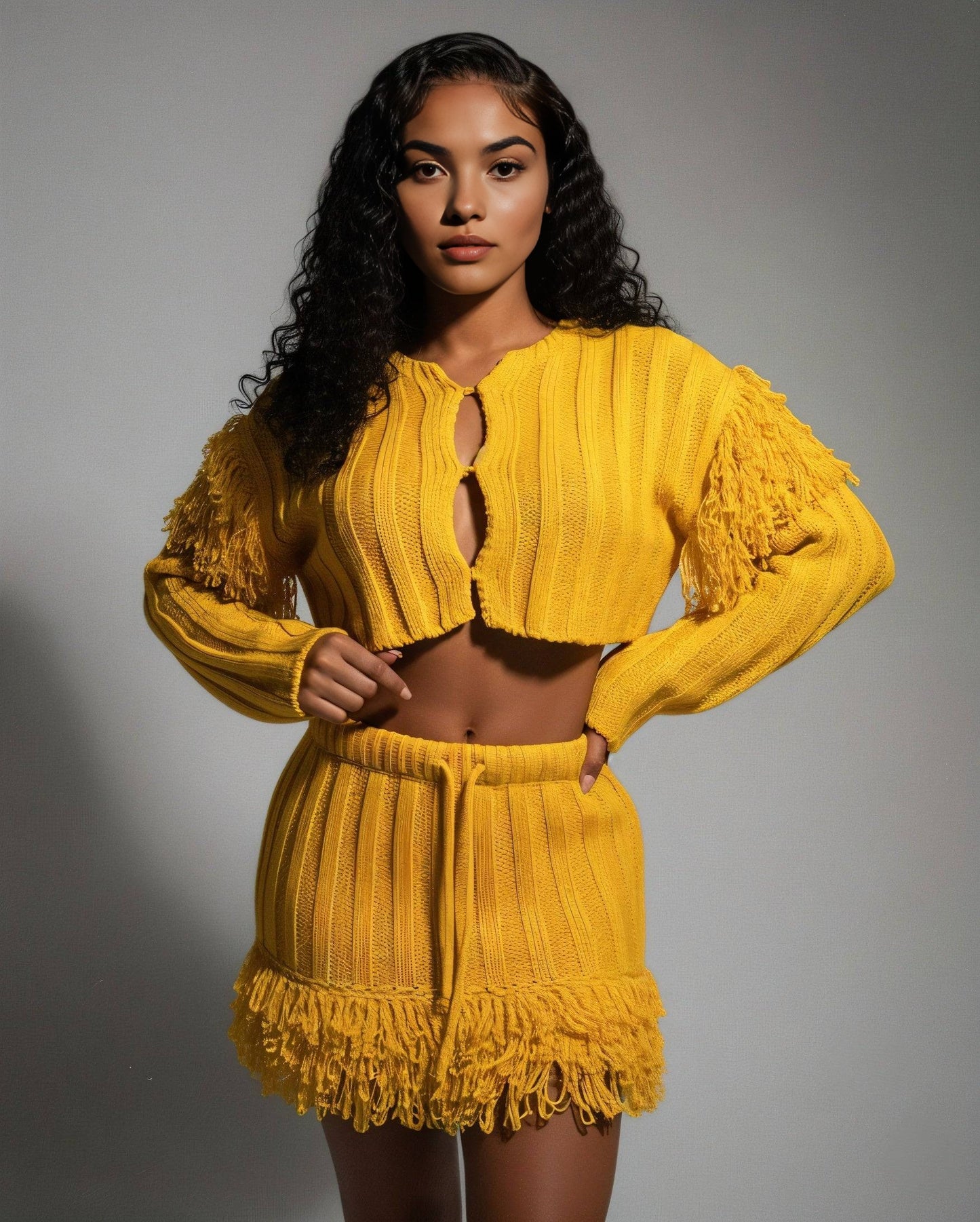 Mila Cropped Cardigan Skirt Set