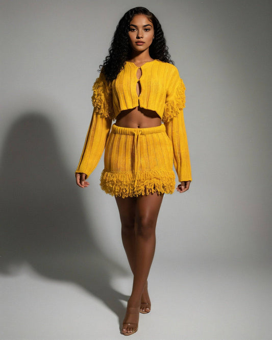 Mila Cropped Cardigan Skirt Set