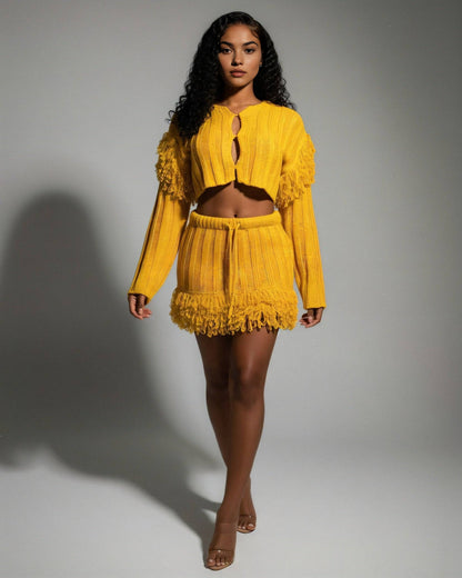 Mila Cropped Cardigan Skirt Set