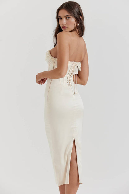 Alessandra Sexy Pearl Evening Dress