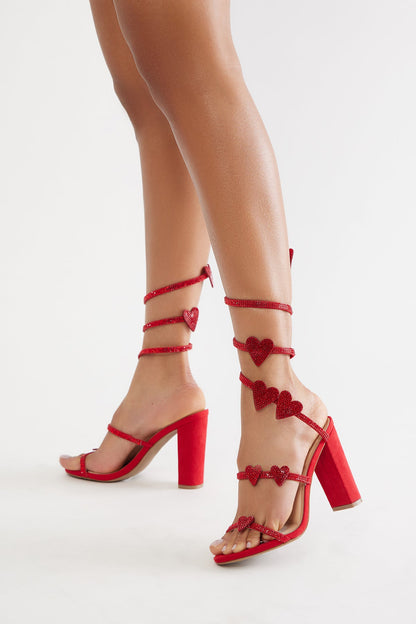 Melody Heartstrings Rhinestone Wrap Up Heels
