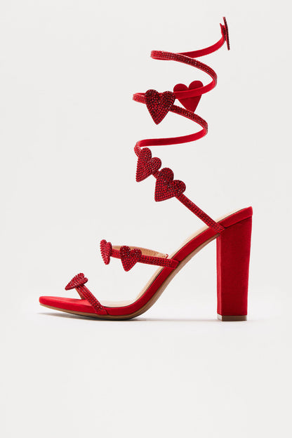 Melody Heartstrings Rhinestone Wrap Up Heels