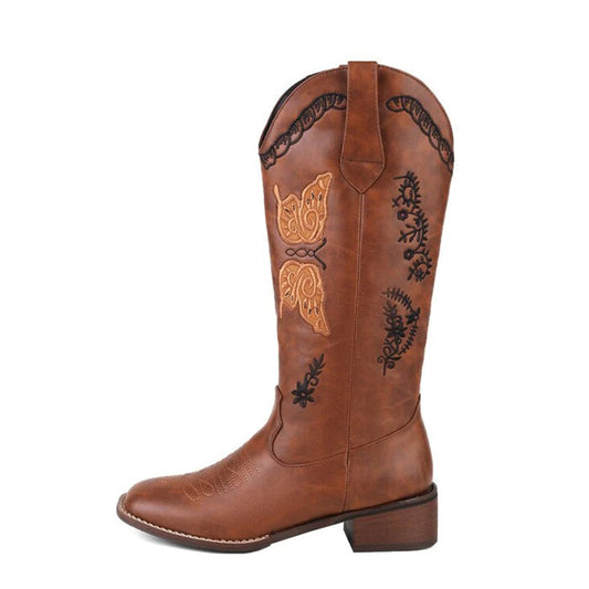 Gardenia Embroidery Cowboy Boots