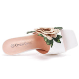 Crystal Flower Embroidery Wedding Sandals