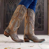 Gardenia Embroidery Vintage Cowboy Boots