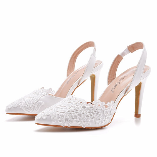 Crystal Lace Ankle Strap Heels